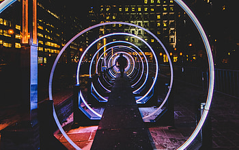 Urban, man, walk, city, silhouette, night HD wallpaper