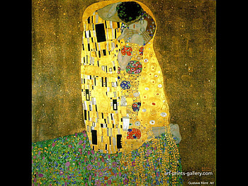 The Kiss, golden, kiss, klimt, painting HD wallpaper