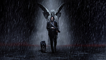 John Wick And His Faithful Companion, john-wick, dog, movies, artwork, artist, art, digital-art HD wallpaper