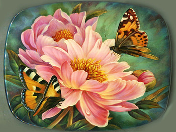 Butterflies, artwork, flowers, insects, blossom, painting HD wallpaper