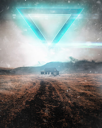Glare, Shine, Light, Miscellanea, Miscellaneous, House, Illusion, Triangle HD phone wallpaper