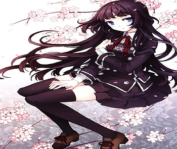 School Girl, orginal, sakura, girl, school uniform, long hair, flowes HD wallpaper