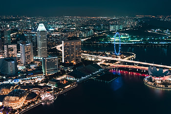 Cities, Sea, Night, Lights, Night City, Glow HD wallpaper