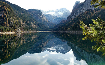 Nature, Trees, Mountains, Lake, Reflection, Branches, Branch, Water Surface, Mirror HD wallpaper