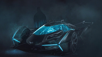 Batman Batmobile Neon, batman, batmobile, superheroes, artist, artwork, digital-art HD wallpaper