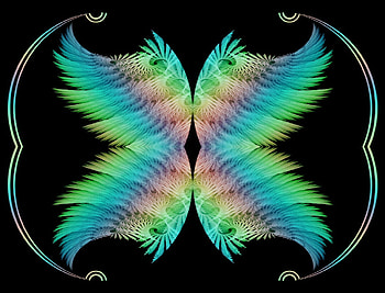Earned my wings, colorful, feathers, rainbow, butterfly, fractal HD wallpaper
