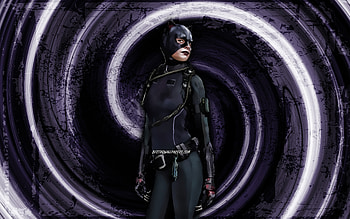 Catwoman, gray grunge background, Fortnite, vortex, Fortnite characters, Catwoman Skin, Fortnite Battle Royale, Catwoman Fortnite HD wallpaper