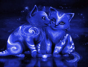 Song Of Moonlight, Abstract, Moonlight, Art, Digital, Cats, Fantasy HD wallpaper