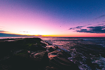 Nature, Sunset, Stones, Sea, Shore, Bank HD wallpaper