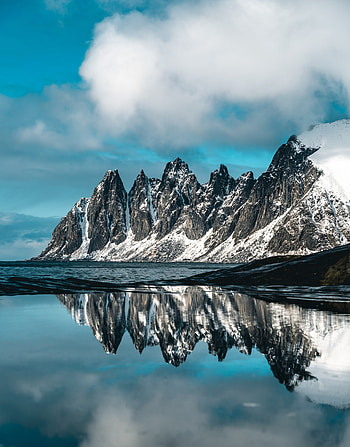 Reflections, mountains, coast, nature HD phone wallpaper
