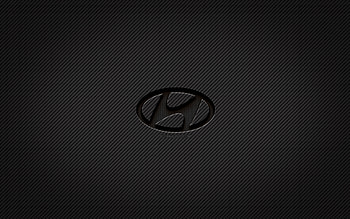 Hyundai carbon logo, , grunge art, carbon background, creative, Hyundai black logo, cars brands, Hyundai logo, Hyundai HD wallpaper