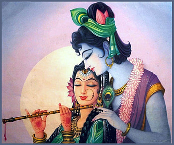 Beautiful Radha Krishna Paintings from top Indian artists HD wallpaper