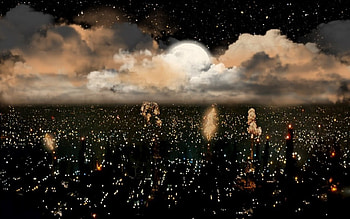 City, clouds, sky, nights, artistic HD wallpaper