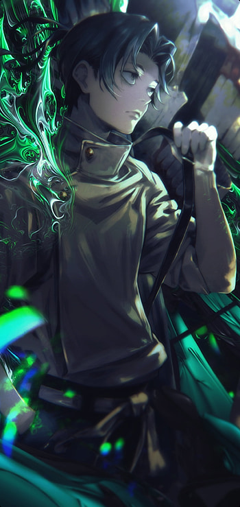 jujutsu kaisen, sorcerer, art, Anime, green, cursed, trend, guy, gojo HD phone wallpaper
