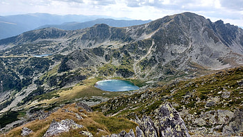 Peleaga glacial lake, Retezat Mountains, Romania, landscape, clouds, sky, rocks, water HD wallpaper