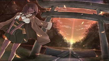 Sengoku, cool, bakemonogatari, sunset HD wallpaper