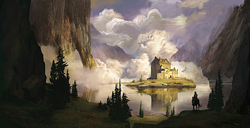 Art, Clouds, Lock, Lake HD wallpaper