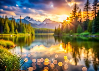 Tranquil Morning by the Lakeside, nature, serene landscape, landscape, sunrise, river HD wallpaper