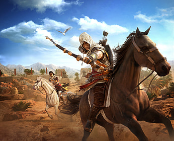 Assassin's Creed Origins, horse riding, archer, video game HD wallpaper