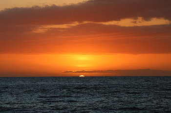 Sunset Hawaii Orange Tropical Ocean Sea Water , sky, sea, nature HD wallpaper
