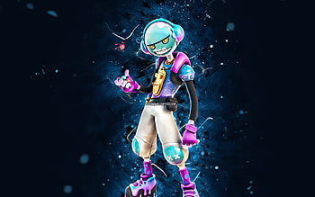 Gumbo, , blue neon lights, Fortnite Battle Royale, Fortnite characters, Gumbo Skin, Fortnite, Gumbo Fortnite HD wallpaper