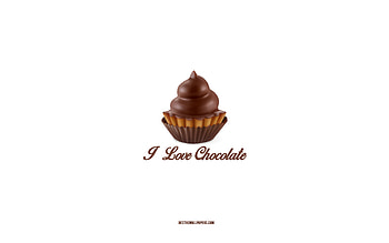 I love chocolate, , white background, chocolate concepts, cake with chocolate HD wallpaper