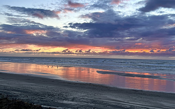 Pacific Coast after Sunset, clouds, America, ocean, beach, sunset HD wallpaper