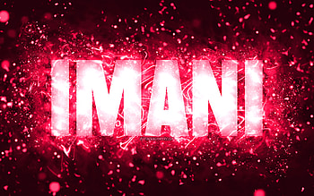 Happy Birtay Imani, , pink neon lights, Imani name, creative, Imani Happy Birtay, Imani Birtay, popular american female names, with Imani name, Imani HD wallpaper