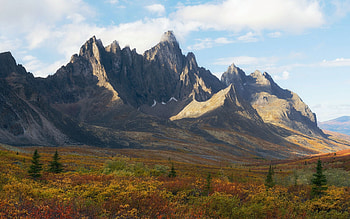 Rainbow Valley - Ogilvie Mountains, Yukon, clouds, trees, landscape, sky, canada HD wallpaper
