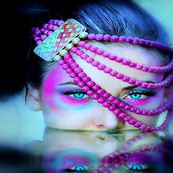 PINK PERLS WATER REFLECTION, pink, model, reflection, perls, in water, water, woman HD wallpaper