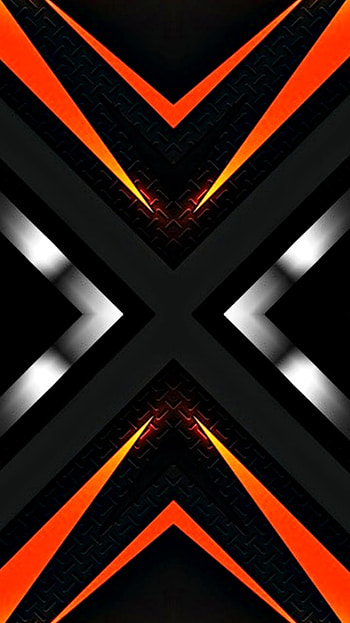 gamer tech abstract 3d, digital, orange, material, arrow, texture, design, black, pattern, silver, triangle HD phone wallpaper
