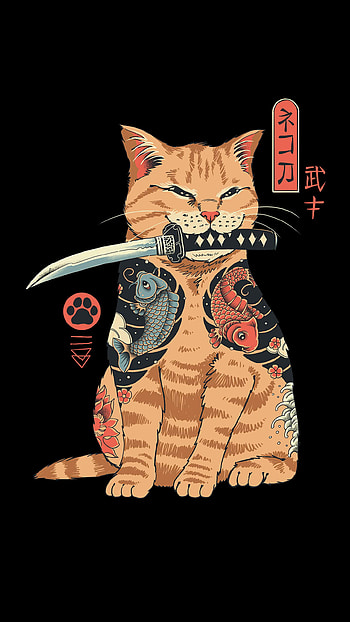 Catana cat. Japanese artwork, Japanese art modern, Japanese art HD phone wallpaper