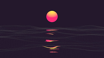 Vaporwave Red And Yellow Moon HD wallpaper
