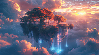 Enchanting Floating Island: Yggdrasil in a Fantasy Fall -, floating island, Yggdrasil, fall, fantasy landscape HD wallpaper
