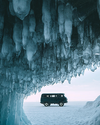Ice, Snow, Cars, Car, Van, Stalactites HD phone wallpaper