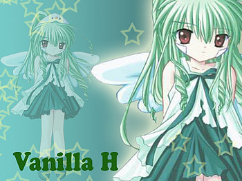 Vanilla H, anime, green, galaxy angel, stars HD wallpaper