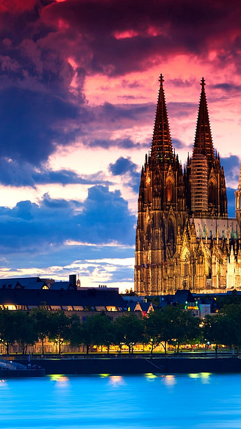 Cologne Cathedral, Night scene, architecture, European beauty HD phone wallpaper
