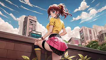 Cityscape Schoolgirl, artist, artwork, art, digital-art, ai, anime-girl, deviantart HD wallpaper