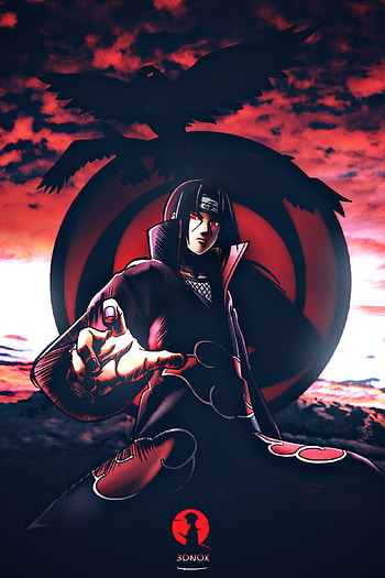 Itachi Uchiha, red, art, anime HD phone wallpaper