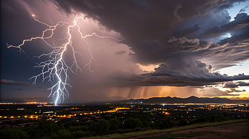 Lightning Storm : Nature's Electric Fury, lightning storm, lightning, storm, night, cityscape HD wallpaper