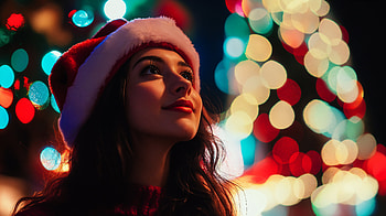 Holiday Cheer: A Joyful Woman in, woman, Christmas, holiday, light HD wallpaper