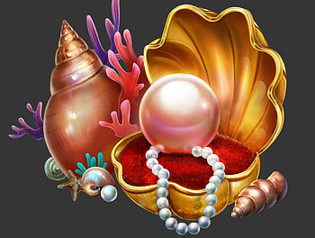 Shells and pearls, jewel, summer, shell, prarl, jagan, minimalistic HD wallpaper
