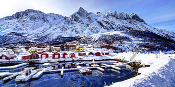 Cities, Winter, Mountains, Snow, Building, Norway, Bay HD wallpaper