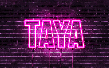 Happy Birtay Taya, , pink neon lights, Taya name, creative, Taya Happy Birtay, Taya Birtay, popular japanese female names, with Taya name, Taya HD wallpaper