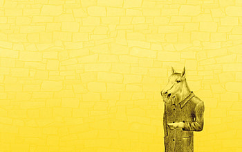 Vector, Minimalism, Yellow Background, Horse In Coat HD wallpaper