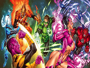 the lanterns core, blue, black, comic book, pink, green, yellow, red, lantern, dc HD wallpaper
