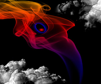 Abstract...What the eyes can see !!!, blue, abstract, red, clouds, make believe, orange HD wallpaper