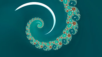 Fractal Art for your - Simple Turquoise Spiral hints of orange, simple, CGI, pattern, psychedelic, trippy, Abstract, fractal HD wallpaper