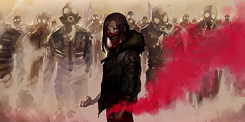 Gas Mask Riot , mask, artist, artwork, digital-art HD wallpaper