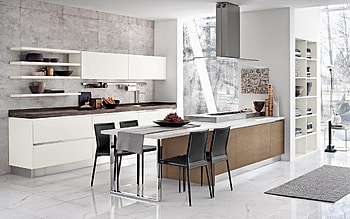 stylish kitchen design, modern interior design, loft style kitchen, concrete gray walls in the kitchen, loft kitchen project, kitchen idea HD wallpaper